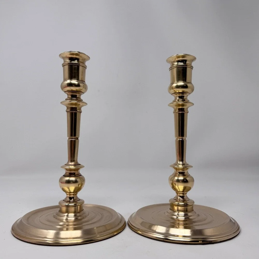 Vintage Baldwin Solid Brass Candlesticks Pair Forged in America 8